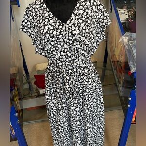 Denim & Co. Women's Dress Sz XL Regular Favorite Jersey Faux Wrap Black A643343